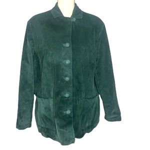 Stan Herman Studio Emerald Green Suede Leather Jacket Button Up Size XXL